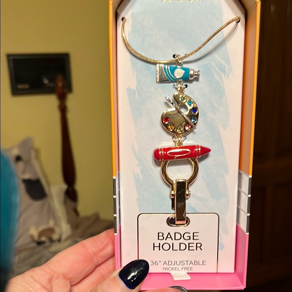 Blue and Red Key Card Holder with Decorative Charm